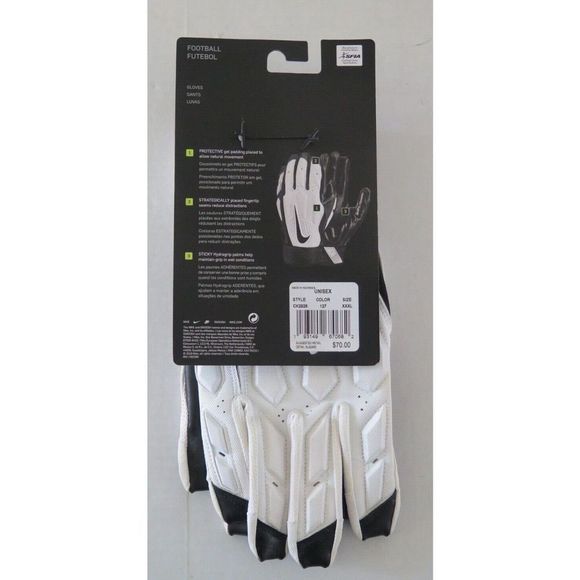 Nike CK2926-127 Men's Sz 3XL White D-Tack Lineman Padded Football Gloves $70 - Picture 2 of 4